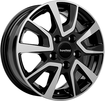 SUPERMETAL VAULT BLACK POLISHED 6x16 5/130 ET68 CB78.1