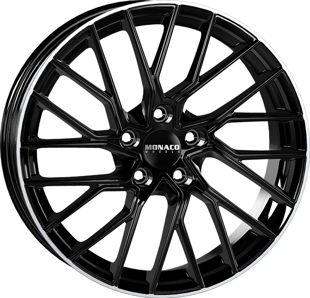 MONACO WHEELS GP11 BLACK LIP POLISHED 8x18 5/112 ET45 CB66.5