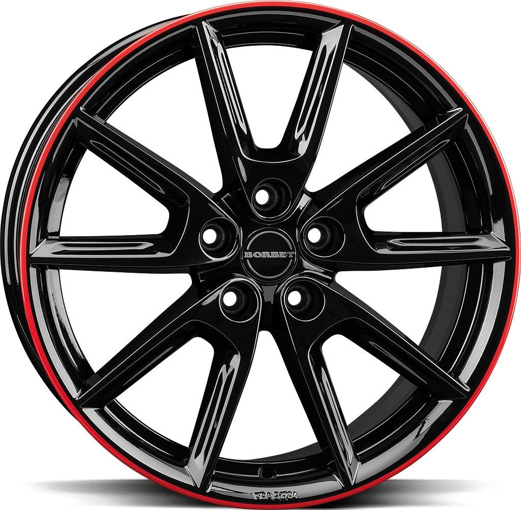 BORBET LX19 BLACK GLOSS RIM RED 8x19 5/108 ET45 CB72.5